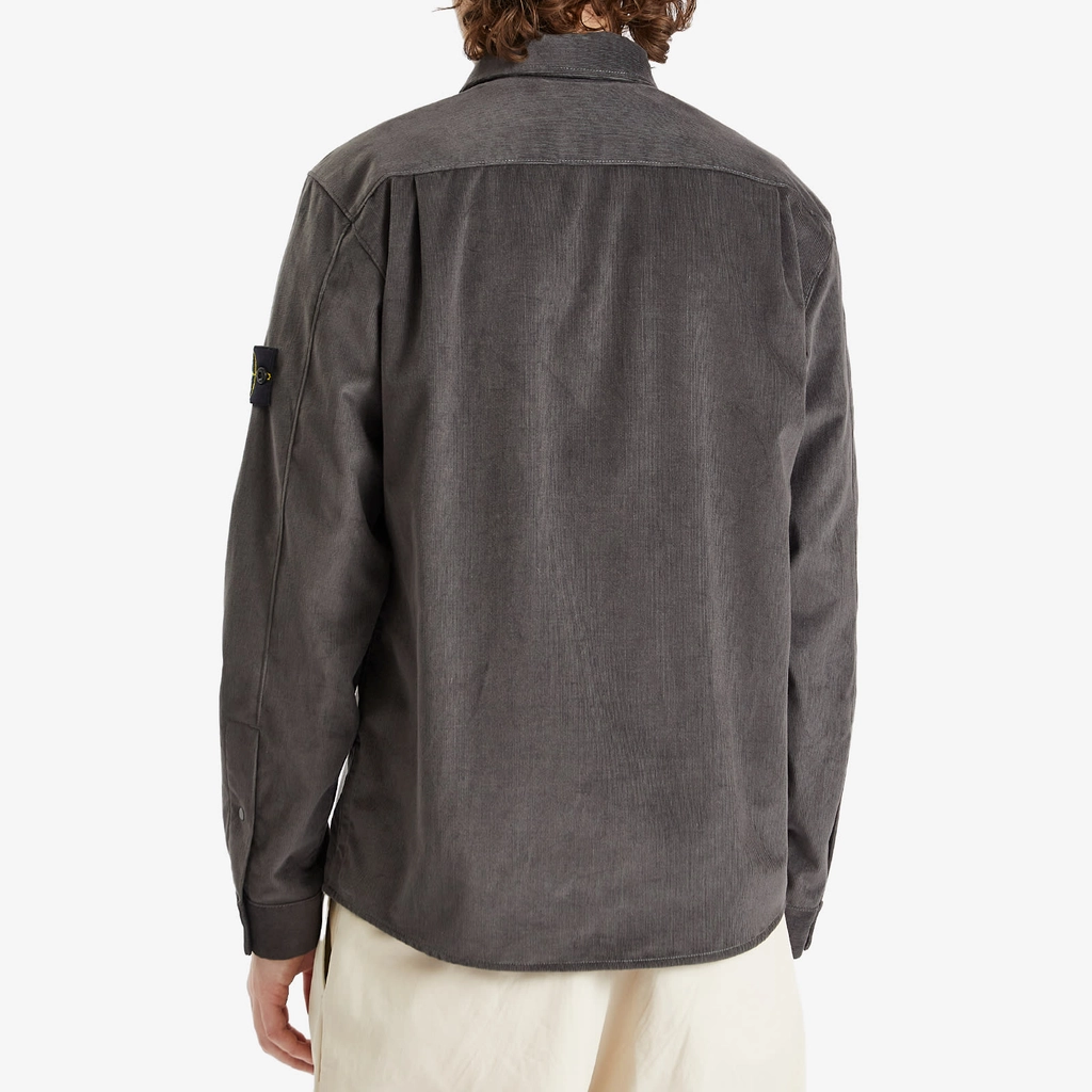 Stone Island Men's Cotton Micro-Corduroy Overshirt Charcoal